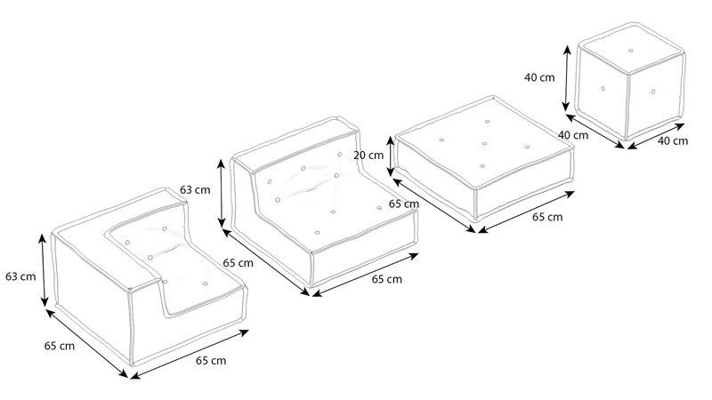 MyColorCube Kinder-Sofa Set B bunt 6-teilig