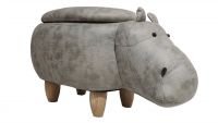 MyAnimalCube Sitzhocker mit Stauraumfach Hippo Henry grau
